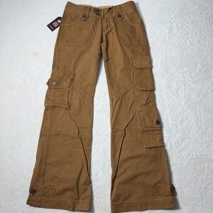 VTG Molecule Y2K Womens Brown Cargo Pants Size Medium Wide Leg Low Rise NWT
